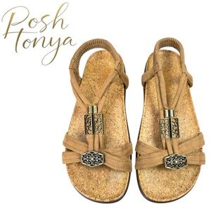 Alegria Roz Braided Wedge Tan Comfort Sandals Sand Size 36 Boho Coastal
